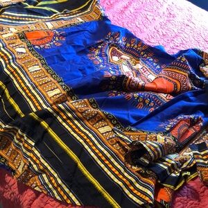 Vibrant Blue and Orange Patterned Fabric